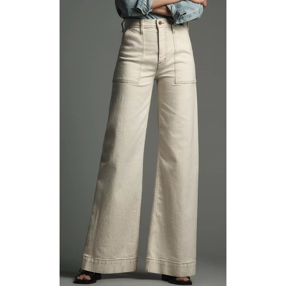 Pistola Penny Utility High-Rise Wide-Leg Jeans Trousers Beige Size 23 - Picture 1 of 7